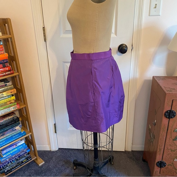 J crew Purple Pleated Mini Bubble Silk Taffeta tulle Skirt Size 4 - Picture 6 of 14